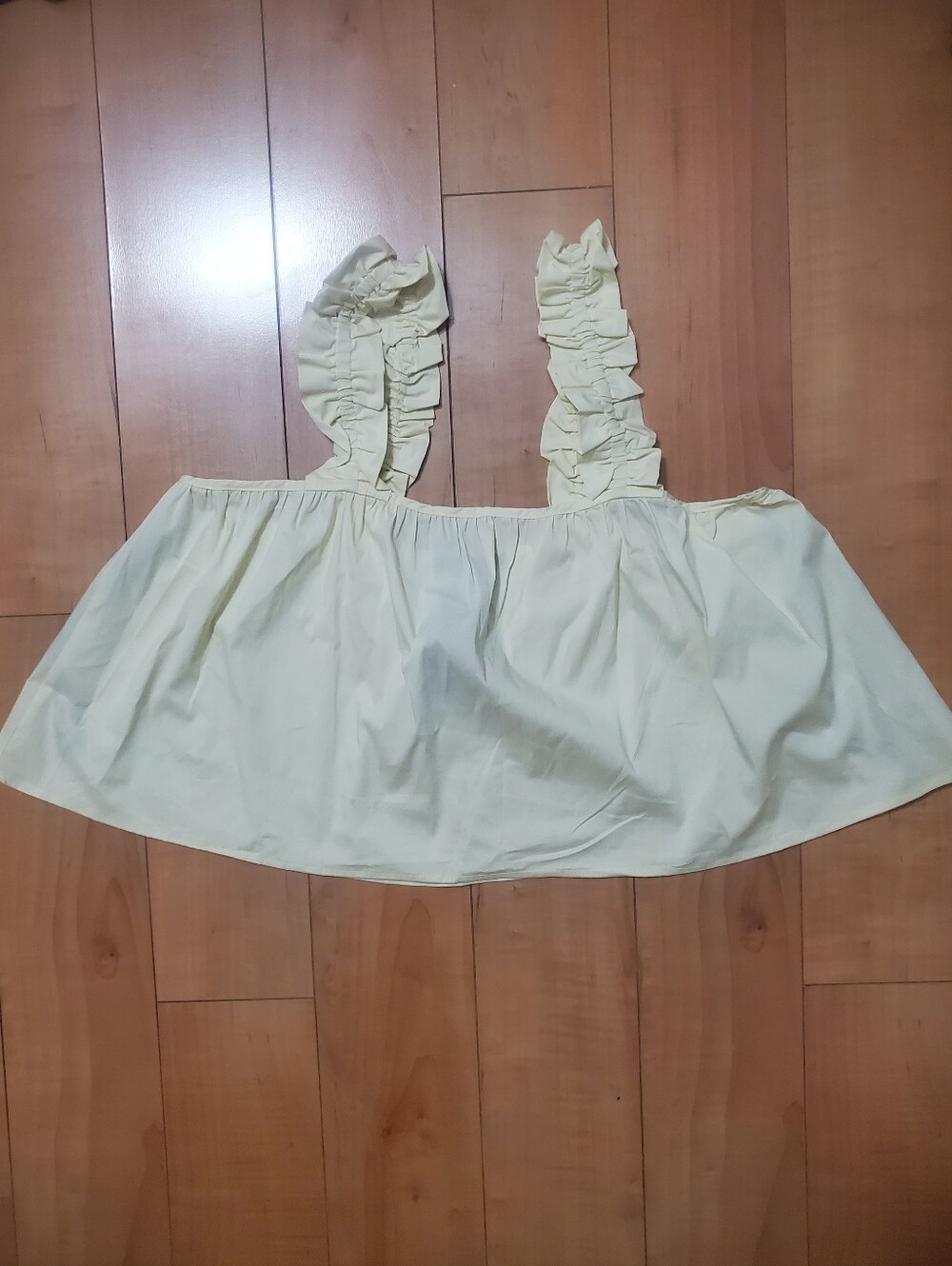 Forever 21 Pale Yellow Ruffle Strap Crop Top